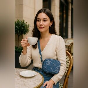 CHANEL Denim Beauty Line Blue Cosmetics Bag